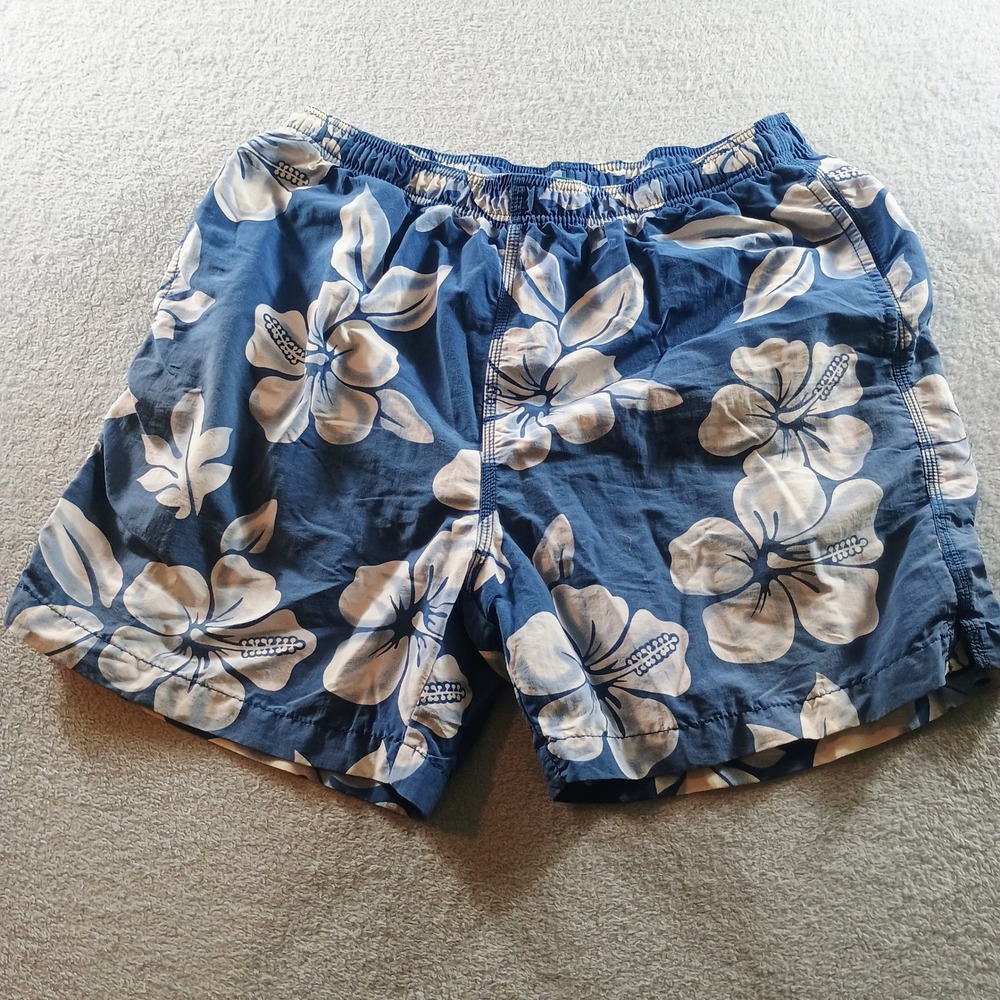 Tommy Bahama Mens Relax Swim Trunks Blue Hibiscus Floral Medium 6in Inseam